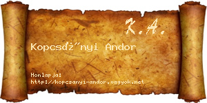 Kopcsányi Andor névjegykártya