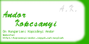 andor kopcsanyi business card